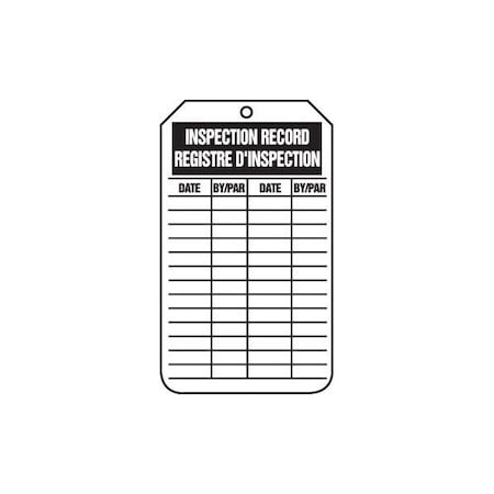 Accuform French Bilingual Safety Tags, INSPECTION RECORD, 5.75in x 3.25in, RP-Plastic, 5PK TCF463PTM